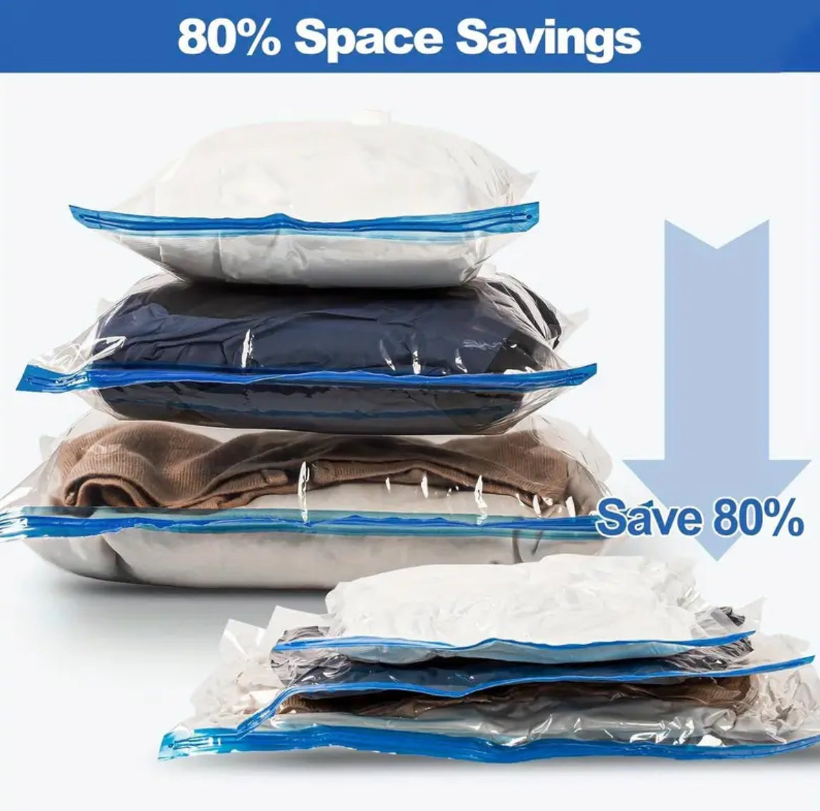 15-Piece Travel Vacuum Storage Bags Set with Hand Pump – Space Saving Packing Solution